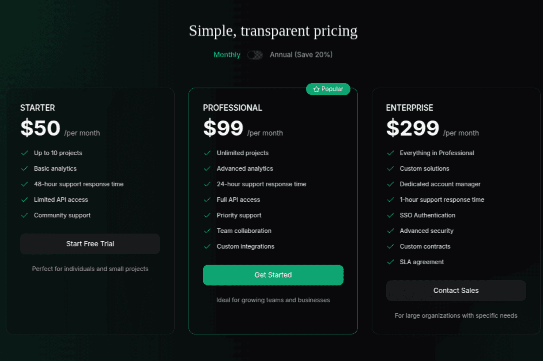 PricingSection preview